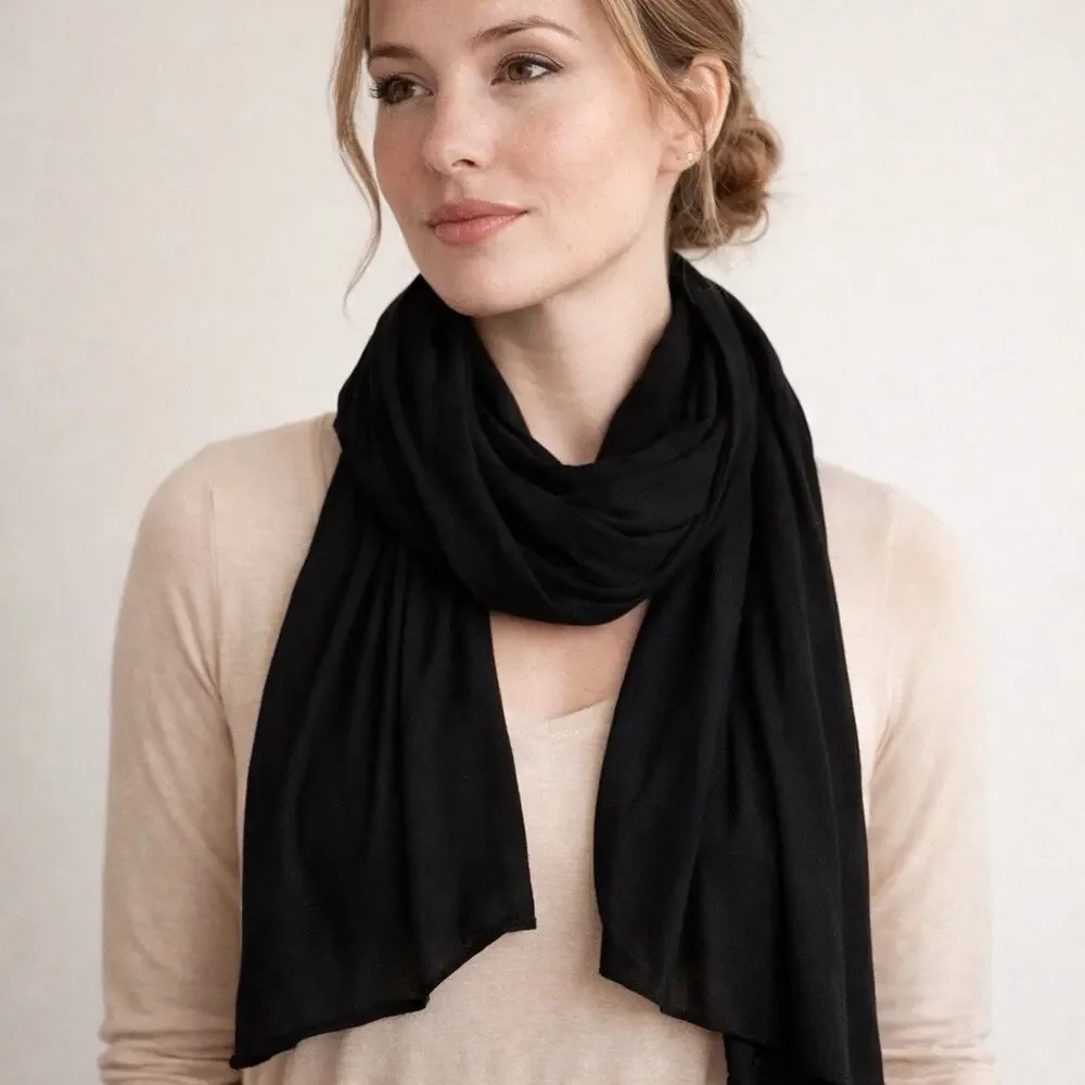 Isaac Mizrahi Women's New York Black Knit Sheer Scarf Wrap Shawl Square Sz 50x50